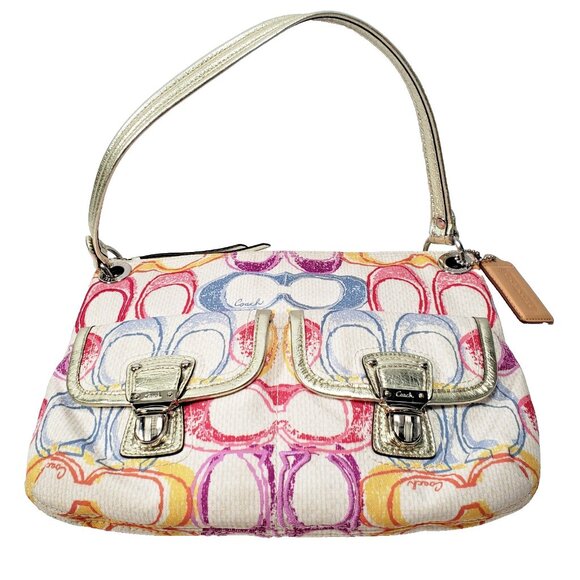 Coach Poppy Signature Canvas Dream C Scribble Print Hippie Handbag 19030 - Picture 1 of 9